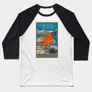 Vintage Travel Poster Norway in September Baseball T-Shirt